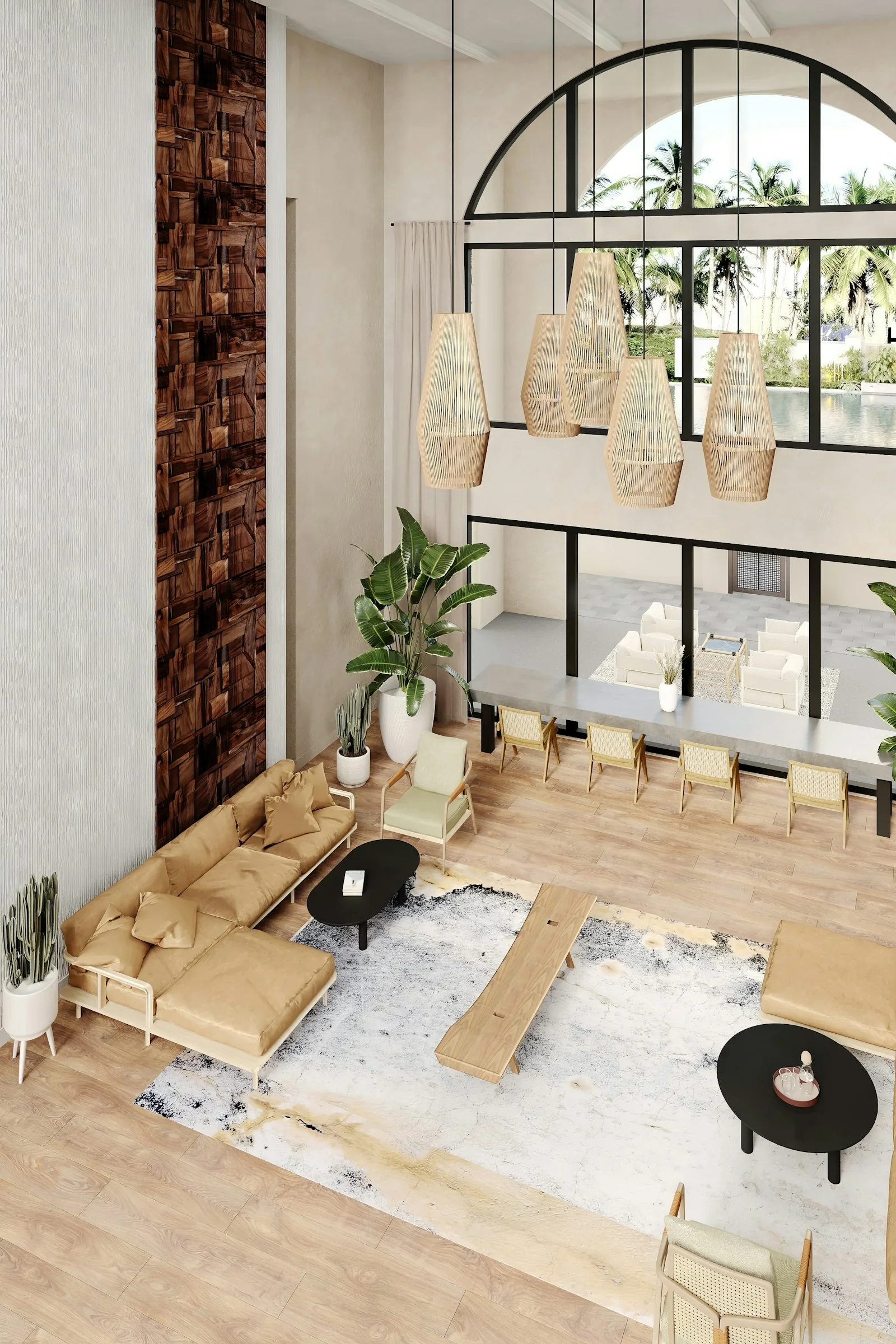 Bright, natural interior with wood floor